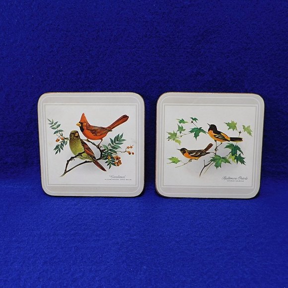 Set of 6 Pimpernel Coasters North American Song Birds England Cork Back - Picture 2 of 7